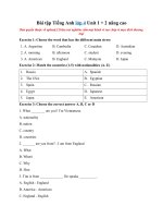 Tải Bài tập Tiếng Anh lớp 4 Unit 1 + 2 nâng cao - Tiếng Anh lớp 4 Unit 1 + 2