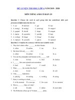 Tải Đề thi học sinh giỏi tiếng Anh lớp 6 năm 2019 - 2020 số 5 - Đề kiểm tra tiếng Anh lớp 6 có đáp án