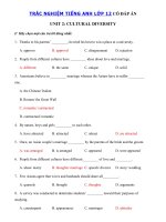 Tải Trắc nghiệm tiếng Anh lớp 12 Unit 2 Cultural Diversity hệ 7 năm - Bài tập Unit 2 lớp 12 Cultural Diverisity có đáp án