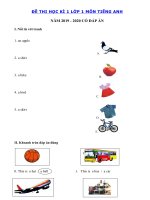 Tải Đề thi tiếng Anh lớp 1 học kỳ 1 năm 2019 - 2020 - Đề kiểm tra tiếng Anh lớp 1 có đáp án