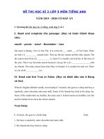 Tải Đề thi học kỳ 2 môn Tiếng Anh lớp 5 trường Tiểu học Giao Hương - Đề thi tiếng Anh lớp 5 học kì 2 có đáp án
