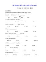 Tải Đề kiểm tra học kì 1 lớp 3 môn tiếng Anh trường Tiểu học Cửa Dương 1 - Đề thi tiếng Anh lớp 3 có đáp án