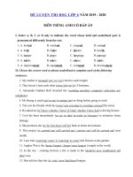 Tải Đề thi học sinh giỏi tiếng Anh lớp 6 năm 2019 - 2020 - Đề kiểm tra tiếng Anh lớp 6 có đáp án