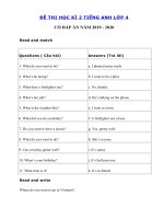 Tải Đề thi tiếng Anh lớp 4 học kì 2 theo chương trình I-learn smart start grade 4 - Đề thi học kì 2 lớp 4 môn tiếng Anh có đáp án