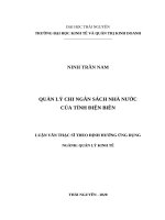 Quản lý chi ngân sách nhà nước của tỉnh điện biên 