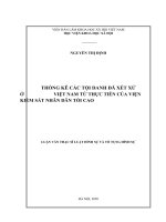 Thống kê các tội danh đã xét xử ở việt nam từ thực tiễn của viện kiểm sát nhân dân tối cao 