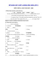 Tải Đề khảo sát chất lượng đầu năm lớp 5 môn tiếng Anh số 2 - Đề kiểm tra đầu năm môn tiếng Anh lớp 5 có đáp án
