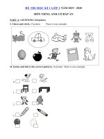 Tải Đề thi tiếng Anh lớp 1 học kì 1 năm 2019 - 2020 - Đề kiểm tra tiếng Anh lớp 1 có đáp án