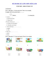Tải Đề kiểm tra học kì 1 tiếng Anh lớp 4 năm 2019 - 2020 - Đề thi tiếng Anh lớp 4 có đáp án
