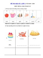 Tải Đề thi học kì 1 lớp 1 môn tiếng Anh năm học 2019 - 2020 - Đề kiểm tra tiếng Anh lớp 1 có đáp án