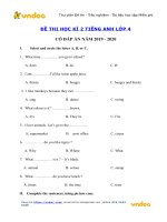 Tải Đề thi học kì 2 môn Tiếng Anh lớp 4 có đáp án số 1 - Đề kiểm tra tiếng Anh lớp 4 học kỳ 2 có đáp án