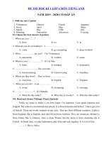 Tải Đề thi học kì 1 lớp 4 môn tiếng Anh trường Tiểu học Phúc Sơn - Đề kiểm tra tiếng Anh lớp 4 có đáp án