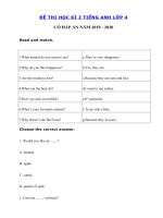 Tải Đề thi tiếng Anh học kì 2 lớp 4 năm 2019 - 2020 số 4 - Đề thi tiếng Anh lớp 4 học kỳ 2 có đáp án