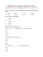 Tải Bài tập Unit 3 lớp 4 nâng cao: What day is it today? - Tiếng Anh lớp 4 Unit 3 có đáp án