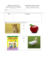 Tải Đề kiểm tra học kỳ 1 môn tiếng Anh lớp 1 trường Tiểu học Vũ Thị Thục, Thái Bình năm học 2014 - 2015 - Đề thi học kỳ 1 môn tiếng Anh lớp 1 có đáp án