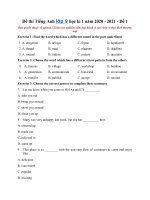 Tải Đề thi Tiếng Anh lớp 9 học kì 1 năm 2020 - 2021 - Đề 1 - Đề thi học kì 1 lớp 9 môn Tiếng Anh có đáp án