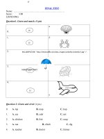 Tải Đề thi học kì 2 môn Tiếng Anh lớp 2 theo Giáo trình First Friends 2 - Đề kiểm tra học kỳ 2 môn tiếng Anh lớp 2
