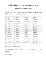 Tải Đề cương tiếng Anh lớp 10 học kì 1 năm 2020 - 2021 - Bài tập tiếng Anh học kì 1 lớp 10 có đáp án