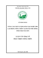 Nâng cao chất lượng đào tạo nghề cho lao động nông thôn tại huyện phú bình, tỉnh thái nguyên 