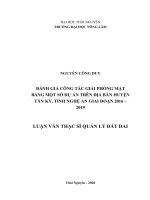 Đánh giá công tác giải phóng mặt bằng một số dự án trên địa bàn huyện tân kỳ, tỉnh nghệ an giai đoạn 2016 2019 