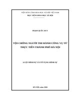 Tội chống người thi hành công vụ từ thực tiễn thành phố hà nội 