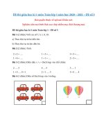 Tải Đề thi giữa học kì 1 môn Toán lớp 1 năm học 2020 - 2021 - Đề số 3 - Đề kiểm tra giữa học kì 1 lớp 1