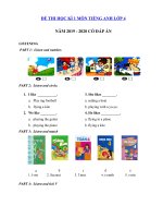 Tải Đề kiểm tra tiếng Anh lớp 4 học kì 1 năm 2019 - 2020 - Đề thi tiếng Anh lớp 4 có đáp án