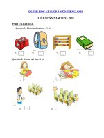 Tải Đề kiểm tra học kì 1 tiếng Anh lớp 3 năm 2019 - 2020 - Đề thi tiếng Anh lớp 3 có đáp án