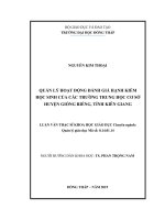 luận văn thạc sĩ quản lý hoạt động đánh giá hạnh kiểm học sinh của các trường trung học cơ sở huyện giồng riềng, tỉnh kiên giang 