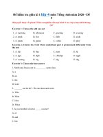 Tải Đề kiểm tra giữa kì 1 lớp 4 môn Tiếng Anh năm 2020 - Đề 2 - Đề kiểm tra giữa kì 1 lớp 4 môn Tiếng Anh