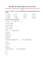 Tải Bài tập Unit 5 lớp 4 nâng cao: Can you swim? - Ôn tập Tiếng Anh lớp 4 Unit 5 có đáp án