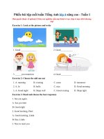 Tải Phiếu bài tập cuối tuần Tiếng Anh lớp 4 nâng cao - Tuần 1 - Bài tập Unit 1 tiếng Anh lớp 4 có đáp án
