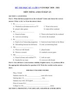 Tải Đề thi học kì 1 lớp 9 môn Tiếng Anh có file nghe Sở GD - ĐT Đồng Nai - Đề thi tiếng Anh lớp 9 học kì 1 có file nghe và đáp án