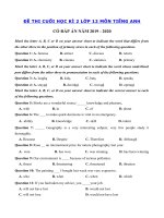 Tải Đề kiểm tra tiếng Anh lớp 12 học kì 2 trường THPT Yên Lạc 2, Vĩnh Phúc - Đề thi học kì 2 lớp 12 môn tiếng Anh có đáp án
