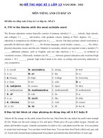 Tải 30 đề thi học kì 1 lớp 12 môn tiếng Anh có đáp án năm 2020 - 2021 - Đề thi tiếng Anh 12 học kì 1 có đáp án