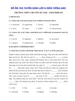 Tải Đề thi thử tiếng Anh vào lớp 6 trường Hà Nội Amsterdam năm 2020 - Đề thi tuyển sinh lớp 6 trường chuyên môn tiếng Anh có đáp án