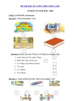 Tải Đề kiểm tra học kỳ 1 tiếng Anh lớp 3 năm 2019 - 2020 - Đề thi tiếng Anh lớp 3 có đáp án