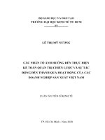 luận án tiến sĩ các nhân tố ảnh hưởng đến thực hiện kế toán quản trị chiến lược và sự tác động đến thành quả hoạt động của các doanh nghiệp sản xuất việt nam 