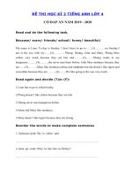 Tải Đề thi tiếng Anh lớp 4 học kỳ 2 năm 2019 - 2020 số 4 - Đề thi học kì 2 môn tiếng Anh lớp 4 có đáp án