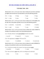 Tải Đề thi học kì 2 lớp 12 môn Tiếng Anh trường THPT Tân Yên 2 năm học 2018 - 2019 - Đề thi học kì 2 môn Tiếng Anh lớp 12 chương trình mới