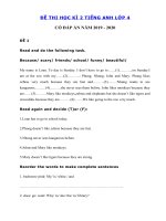 Tải Bộ đề thi tiếng Anh lớp 4 học kì 2 năm 2019 - 2020 - Đề thi học kì 2 lớp 4 môn tiếng Anh có đáp án