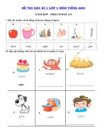 Tải Đề thi tiếng Anh học kì 1 lớp 1 năm 2019 - 2020 - Đề kiểm tra tiếng Anh lớp 1 có đáp án
