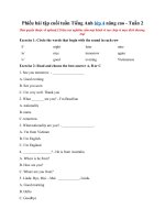 Tải Phiếu bài tập cuối tuần Tiếng Anh lớp 4 nâng cao - Tuần 2 - Bài tập Unit 1 + 2 tiếng Anh lớp 4 có đáp án
