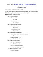 Tải Đề cương ôn thi học kì 2 môn Tiếng Anh lớp 4 - Bài tập ôn tập tiếng Anh lớp 4 học kỳ 2