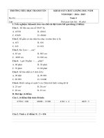 Tải Đề thi khảo sát chất lượng đầu năm môn Toán lớp 4 trường Tiểu học Thanh Tân, Thừa Thiên Huế năm học 2014 - 2015 - Đề kiểm tra đầu năm lớp 4 môn Toán có đáp án
