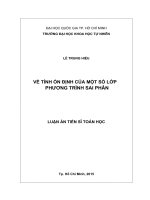 luận văn thạc sĩ về tính ổn định của một số lớp phương trình sai phân 