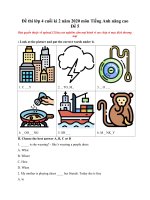 Tải Đề thi lớp 4 cuối kì 2 năm 2020 môn Tiếng Anh nâng cao - Đề 5 - Đề kiểm tra tiếng Anh lớp 4 học kỳ 2 có đáp án