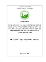 Đánh giá công tác đăng ký cấp giấy chứng nhận quyền sử dụng đất, quyền sở hữu nhà ở và tài sản khác gắn liền với đất trên địa bàn huyện hoằng hóa, tỉnh thanh hóa giai đoạn 2016   2018 