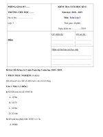 Tải Đề thi học kì 2 môn Toán lớp 3 năm học 2018 - 2019 theo Thông tư 22 - Đề kiểm tra học kì 2 môn Toán lớp 3 có đáp án và ma trận đề thi