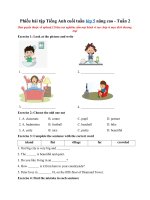Tải Phiếu bài tập Tiếng Anh cuối tuần lớp 5 nâng cao - Tuần 2 - Tổng hợp bài tập Unit 1 tiếng Anh lớp 5 có đáp án